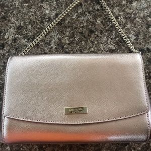 Kate Spade metallic leather clutch rose gold
